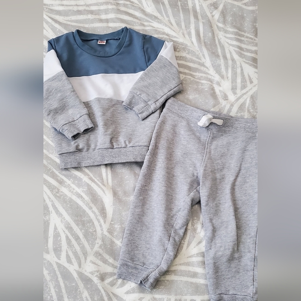 Gray Kids Jogger Pants And Sweattop